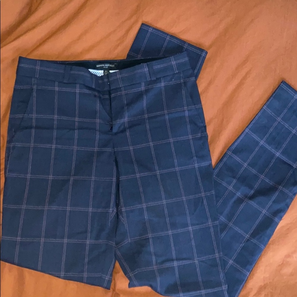 Banana Republic Ryan 2 Long Dress Pants Plaid